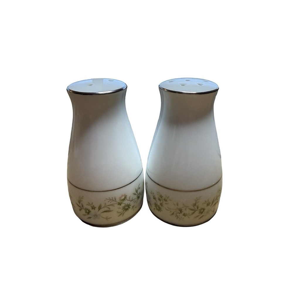Noritake "Savannah Platinum‎ Rim" 3 1/4 Inch Salt and Pepper Set